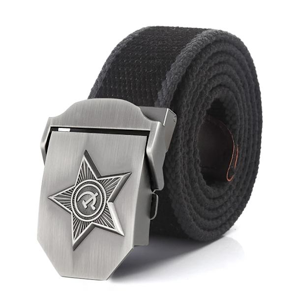 SupSindy Män&Kvinnor Canvasbälten 3D Five Rays Star Army Militär Taktiskt bälte CCCP Patriotiska soldater Man Strap Jeans Midjeband Red 130cm