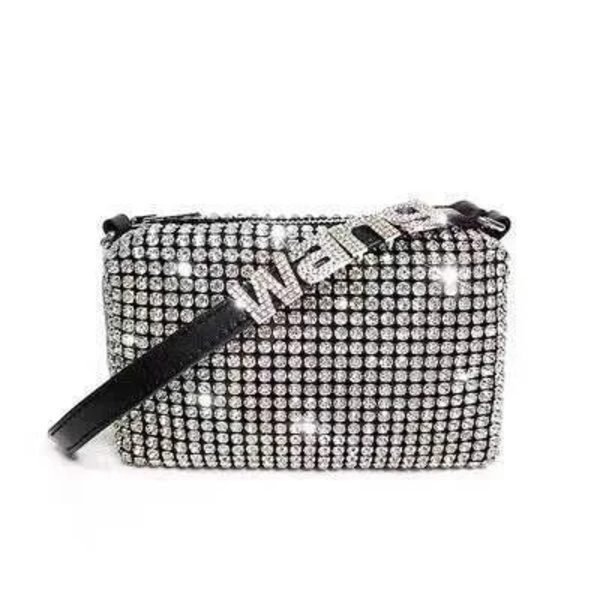 Black Diamond kvällsväska lyxig designer dam högkvalitativ armhåla väska glänsande väskor för kvinnor handväskor sac a main femme silver with Wang NO Box