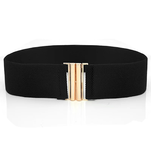 Brett resårbälte Enfärgad korsettbälte Metallspänne Dammode Cummerband Stretch Cinch midjeband Dam midjebälte style 2-black One Size