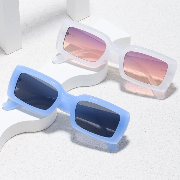 Jelly Color Square Solglasögon Dam Märke Designer Mode Solglasögon Kvinnlig Vintage Liten Båge Ins Populära Oculos De Sol Blue Other