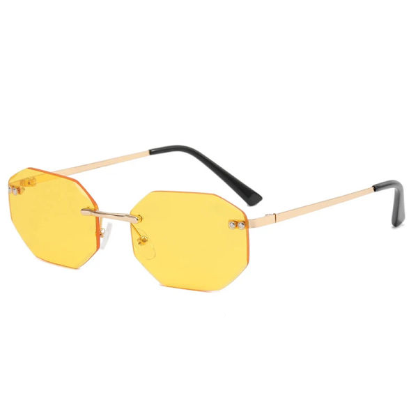 CATERSIDE Fashion Lady Solglasögon Irregular Trend Solglasögon utan bågar Polygon Small Ram Glasögon Oculos De Sol UV400 C06 As Photos Showing