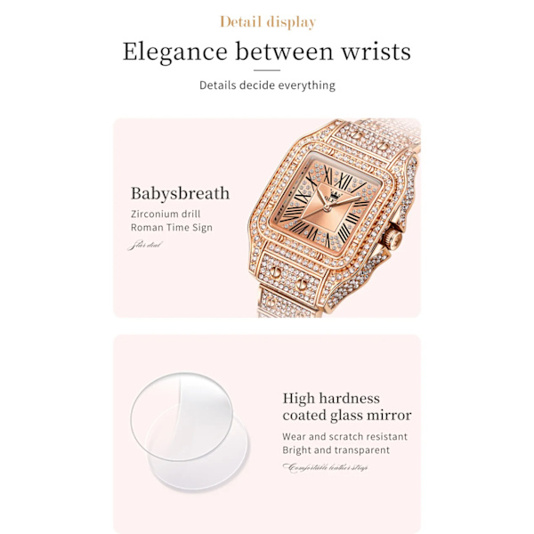OLEVS Quartz Watch for Women All Diamond Luxury Waterproof Rostfritt stål Rose Gold Elegant Original Women's Quartz Watch Silver