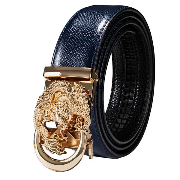 Högkvalitativt märke herrbälten blå koläder Automatiska spännen Spärr midjeband Bälte för män Klänning Jeans Kostym Byxor Present 2223DME 130cm