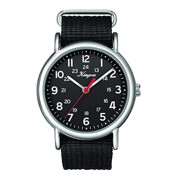 Watch Militär nylon Vattentät kvartsklockor för män Pojke anti-scratch Spegel 40 mm Armbandsur Födelsedagspresenter Black