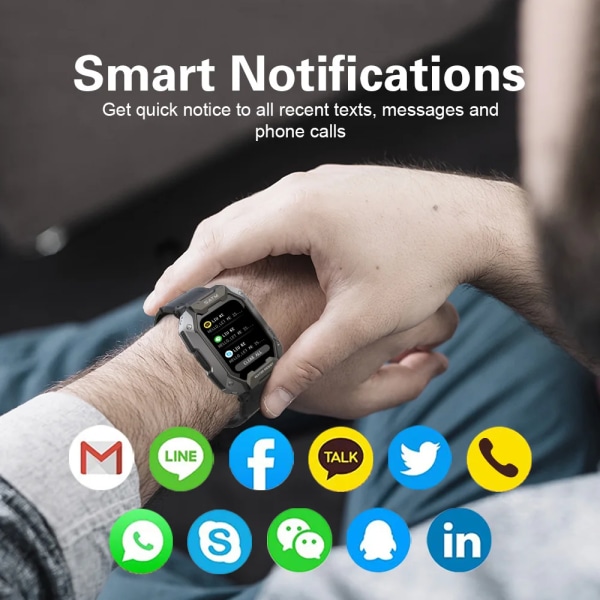 SKMEI 1,71 tum Smart Watch Herr Stegräknare Simning Sport Fitness Tracker IP68 Vattentät Bluetooth SmartWatch för Android ios Green 2
