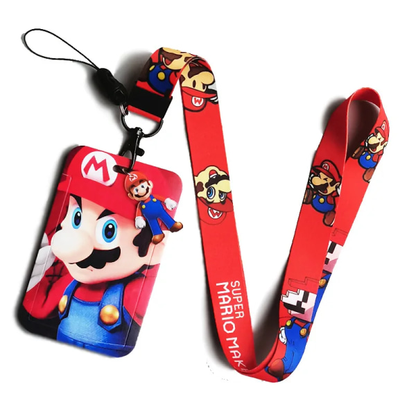 1 Set Mario Anime Kortfodral Kort Nyckel Lanyard Cosplay Badge ID-kort Hållare Halsband Nyckelringar MR-E