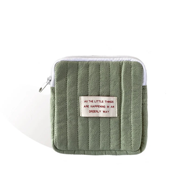 Förvaringspåsar för sanitetsbindor Bomull Söt Korea Myntväska Mynt Smycken Organizer Case Liten smink kosmetikapåsar Green