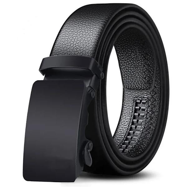 Herrbälte Metall Lyxigt märke Automatiskt läderspänne Högkvalitativt bälte för män Affärsarbete Casual Designer Mode StrapZDP001 Jet Black 100cm