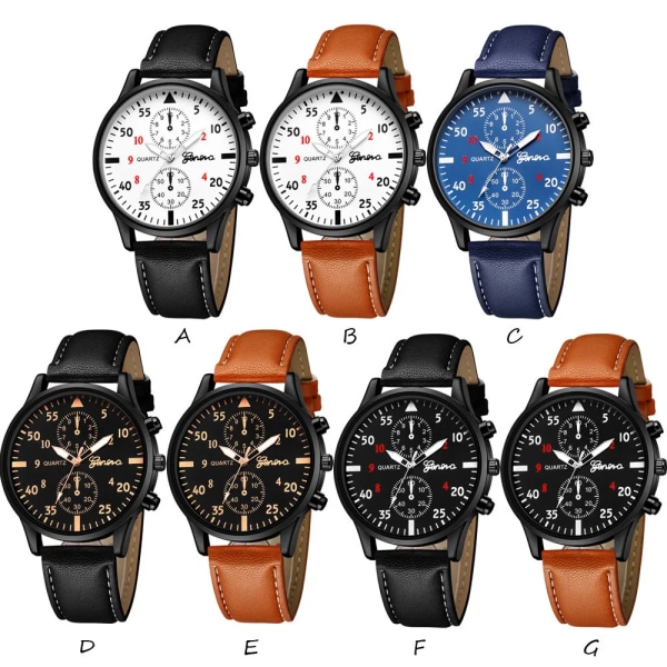 Ny manlig watch Set Fashion Business Brunt läderkvartsarmbandsklockor för män Set Relogio Masculino all black