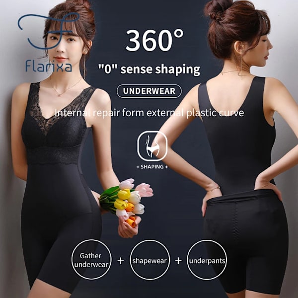 Flarixa Ärmlös bantningsbody med pad Sexig djup V-hals Shapewear Kvinnor Korsett Back Take Off Body Shaper i ett stycke XXXL Beige-Vest XXL