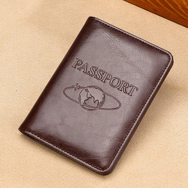 Passhållare RFID-blockerande äkta läder på cover för passväska Multifunktionell reseflygbiljett Läderfodral Case Black