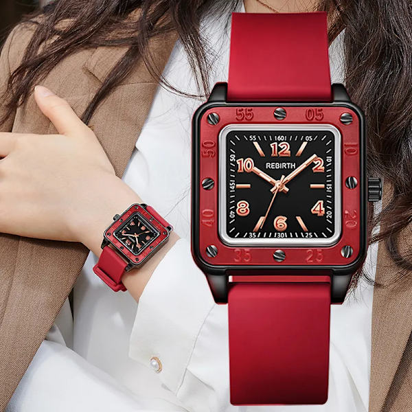 ÅTERFÖDELSE Hot Sell Mode Dam Silikon Japan Movement Quartz Watch För Dam Vattentät Kvinnlig Klocka Dam Klockor 2022 leather black(.235)