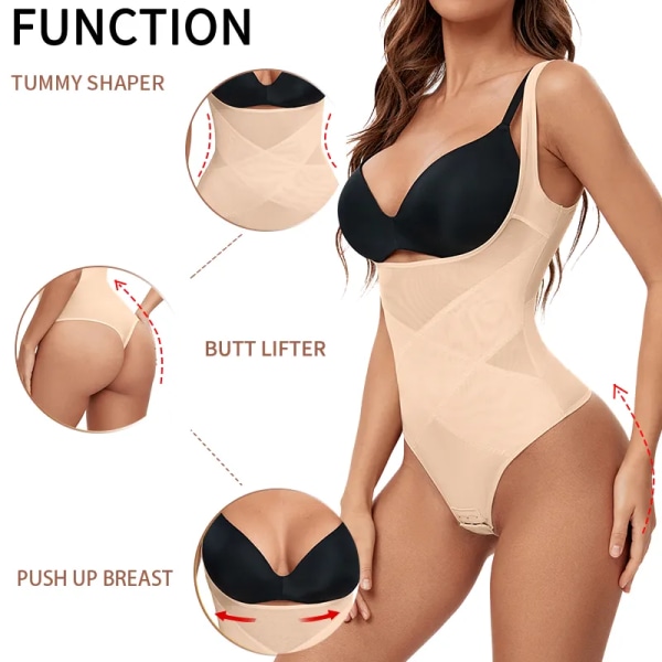 Damtrosa Bodysuits Full BodyShaper Seamless Sexig Magkontroll Shapewear MISS MOLY Mesh Bantning Platt Mage Underbyst Korsett Nude L