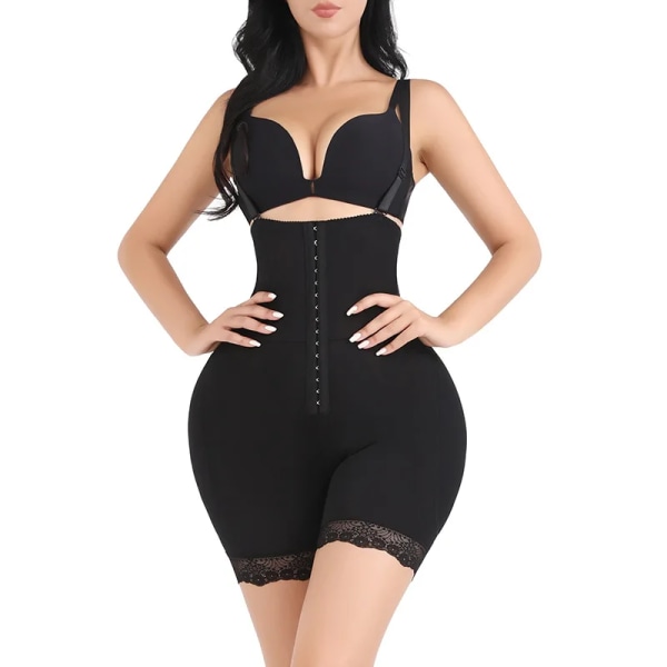 Waist trainer Body Shaper Body Shapewear Magekontroll Underkläder Falska skinkor Höftkuddar Enhancer Axelremmar Smalare Buckle Black Style A XL