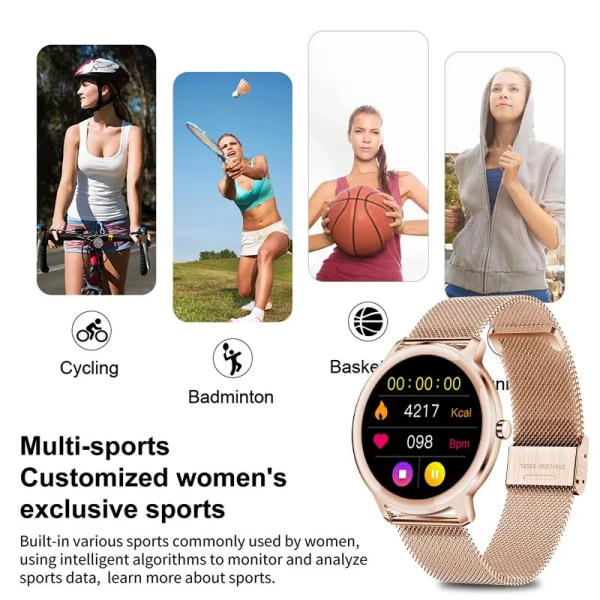 LIGE Smart Watch For Dam IP67 Vattentät Sport Fitness Dam Klockor Pulsmätning Smartwatch Lady Reloj Mujer Silver