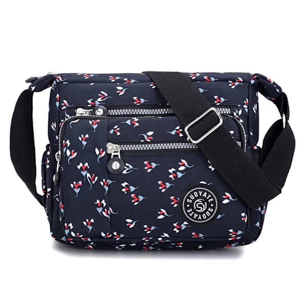 Fashion Messenger Bag Damaxelväska Nylon Handväska Stor kapacitet Liten Mode Damtelefonväska Crossbody-väska Blue floral 3