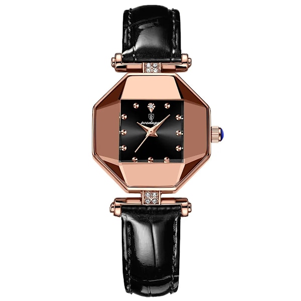1 st Quarts watch för kvinnor Utsökt fritid läcker vinfärgad läderrem Rhinestone Watch Red