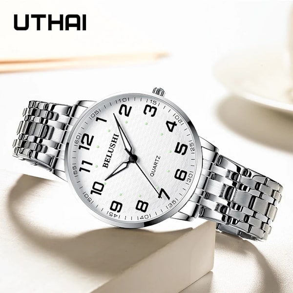UTHAI H10 Watch för Kvinnor Älskarklockor Vattentät Quartz Lyxklockor Man Dam Flickor Watch Spring steel belt F