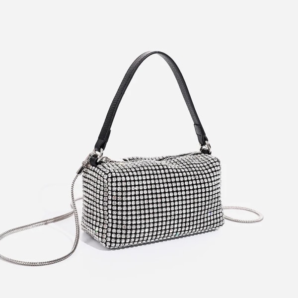 Black Diamond kvällsväska lyxig designer dam högkvalitativ armhåla väska glänsande väskor för kvinnor handväskor sac a main femme silver without Wang Giftbox