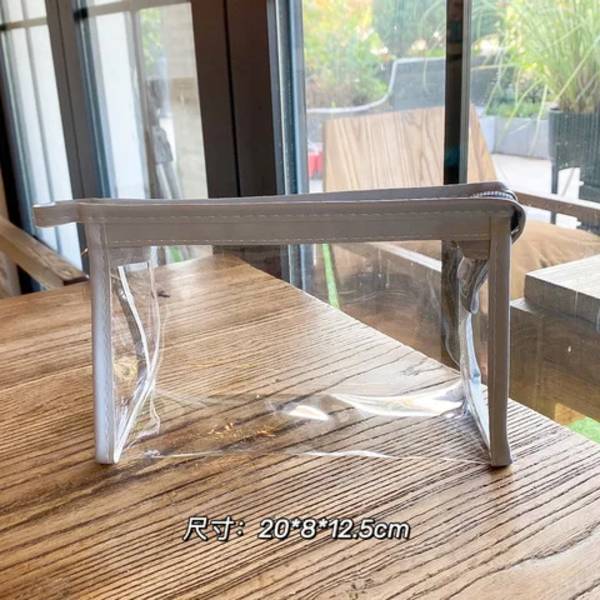 DIY Tjejer Transparent kosmetisk väska Kvinnor Dragkedja Klara sminkväskor Case Resor PVC Bad Toalettartiklar Tvätt Förvaringsväska grey