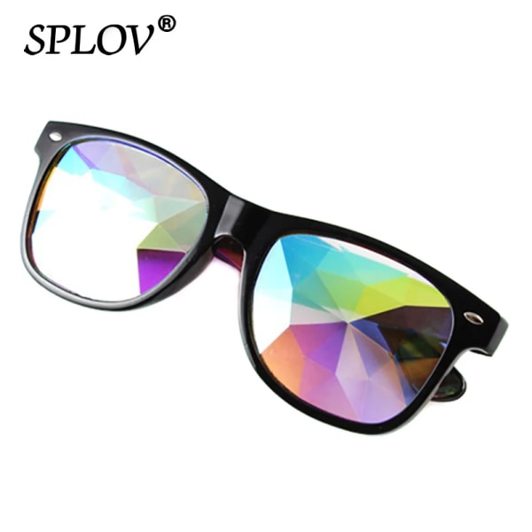 Kalejdoskop Solglasögon Män Kvinnor Fyrkantig ram Diamant Mosaikglasögon Retro Rice Nageldesign Glasögon Snygg festpresent White