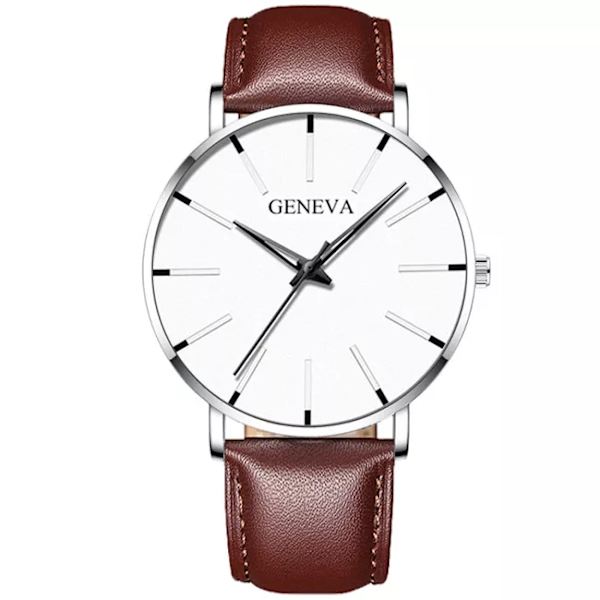 Herrmode Minimalistisk Ultra Tunna klockor för män Enkel Business Rostfritt stål Mesh bälte Quartz Watch relogio masculino Leather Silver Brown
