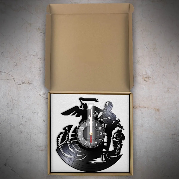 Marine Army Men Vinyl Album Record Clock War Soldiers Inspired Wall Clock Militär Heminredning Retro Klockor Veterangåva With Led