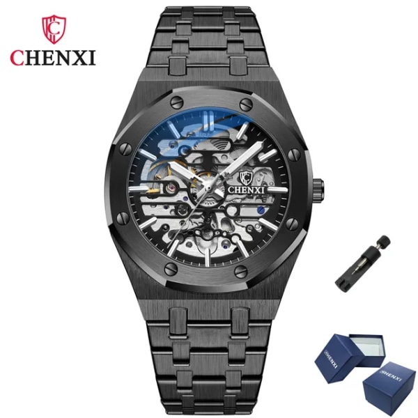 CHENXI 8848 2021 nya automatiska män Toppmärke Mekanisk Tourbillon armbandsur Vattentät Business Rostfritt Sport Herrklockor black black(.255)