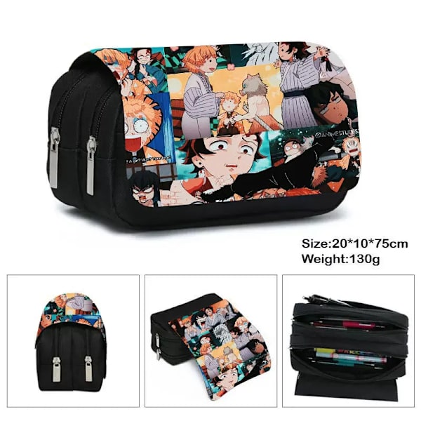 Anime Demon Slayer Kimetsu No Yaiba Case Dragkedja Sminkväska Penna Brevpapper Väskor Catoon Pencil Box kvinna Kosmetikväska fgqbbguimie16
