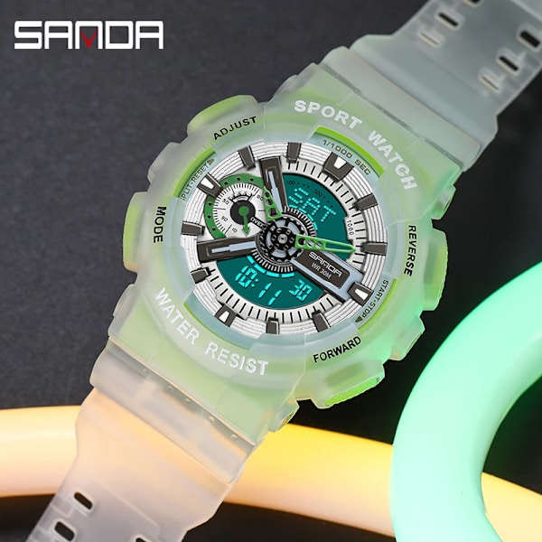 Sanda nya 3029 watch lysande modepersonlighet Electronic Watch watch Shell Man Watch green