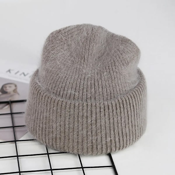 Visrover 9 Färger Unisex Solid Färgade Mössor Vinterhatt För Kvinna Stickad Bonnet Acryl Kvinna Höst Varma Skullies 1-mocha