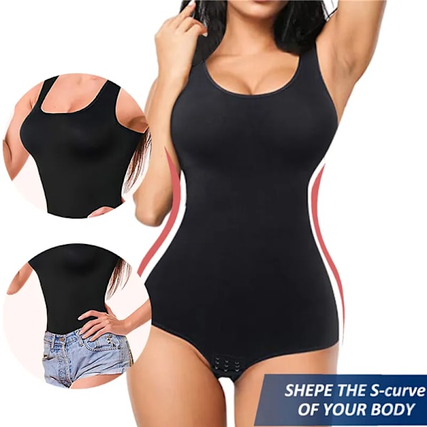 Body Shapewear Kvinnor Ärmlös Waist Trainer Magkontroll Korsett i ett stycke Reduktivt slimmande underkläder Black S