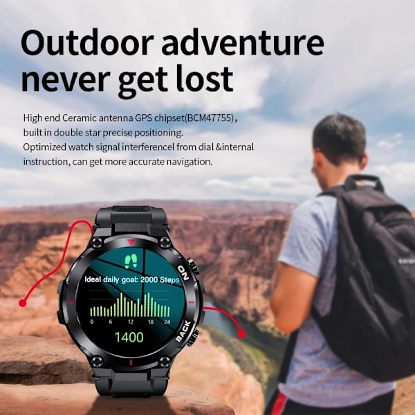 LIGE GPS Ny Smart Watch Herr Utomhussport Fitness Armband Blodtrycksklocka IP68 Vattentät Smartwatch För Android IOS Green GPS