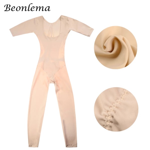 Beonlema Kvinnor Body Modeling Shaper Full Lång Ben Shapewear Sömlös magkompression Slimmande Underkläder Plus Size Bodysuit Black2 XXXL