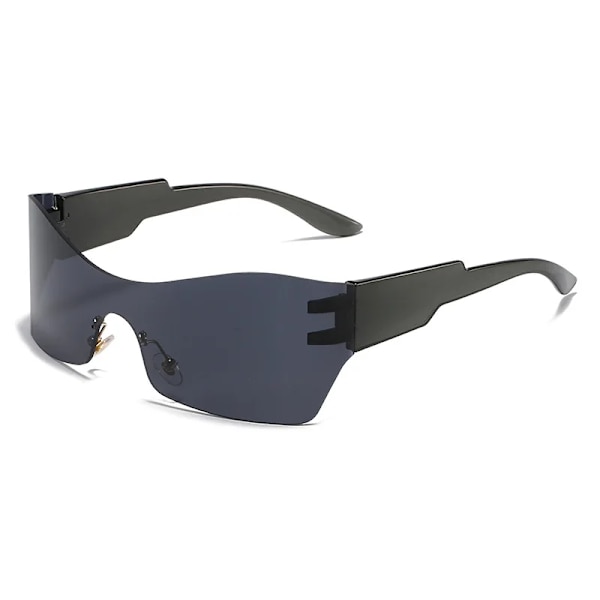 Kardashan Flat Top Shield Mode Punk Solglasögon Dam Y2K Solglasögon Män Spegel One Piece Glasögon 2000S 90S Estetiska glasögon E2-black look picture