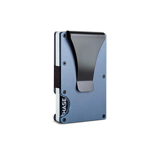 Slimma plånböcker för män Smart Minimalistisk Tunn Plånbok Hane Metall Kolfiber Aluminium RFID Lyx Designer Korthållare 2022 Handväska blue clip