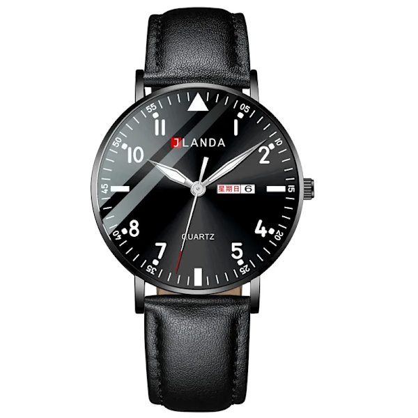 Nya klockor män lyxmärke 6 mm ultratunna mode män klockor rostfritt stål Mesh bälte Lysande vattentät kvarts watch Leather Black