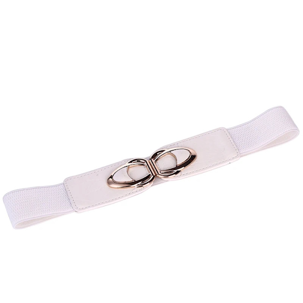 Mode Plus Size Dam Elastiska Bälten Dam Midjeklänningar Midjeband Casual Stretchigt Metallspänne Ceinture YF4.0-white 65cm(68cm to 100cm)