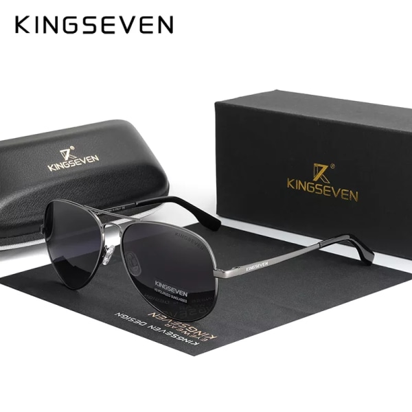 KINGSEVEN Brand Herr Solglasögon i aluminium 2022 Nya Polariserad UV400 Spegel Solglasögon för män Kvinnor För Herr Oculos de sol 7735 Gun Gradient Gray