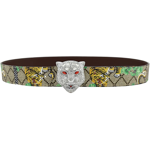 Western Rhinestone Leopard Guld Sliver Metall Spänne Tiger Print Ko Läder Män Bälte Jeans Causal Byxor Rem red bee 105cm