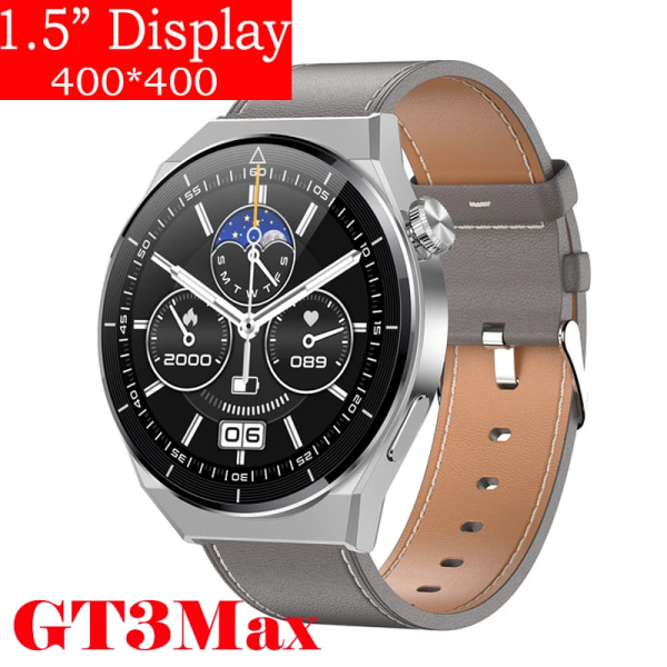 för Huawei Watch GT3 Smart Watch Herr Android Bluetooth Call IP68 Vattentät Blodtryck Fitness Tracker Smartwatch Dam Gray Leather smart watch