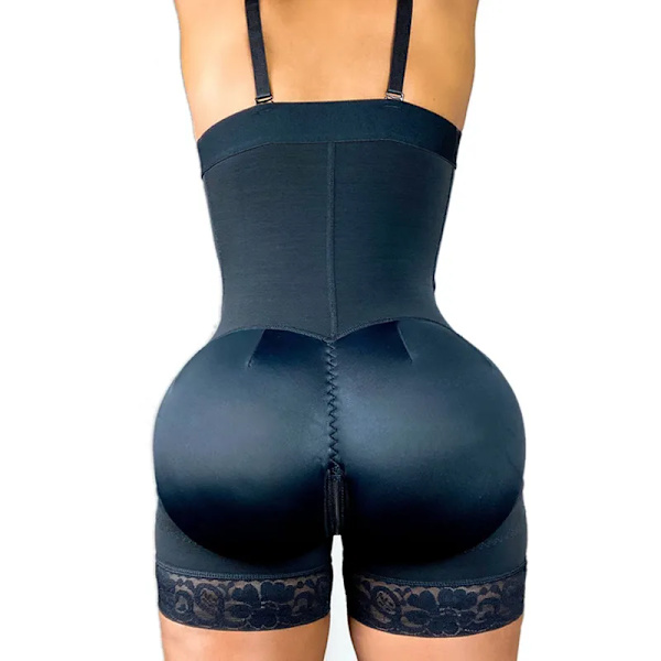 Fajas Colombianas Butt Lifter Spets Hög midja Booty Lifting Hip Enhancer Bodysuit Skims Bantning Underkläder Kvinnor Kroppsformare Black M