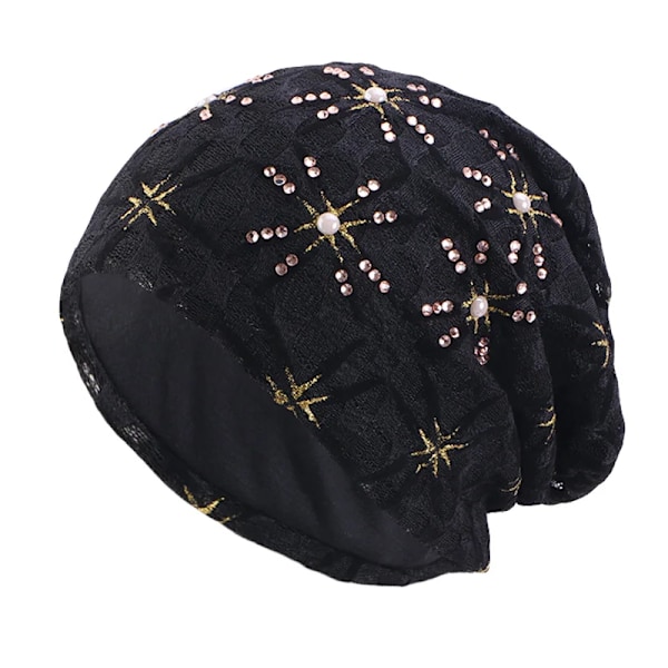 Sommar Turban i Spets med Pärlor för Kvinnor, Slapp Beanie Hatt, Bonnet, Andningsbar Huvudduk, Muslimsk Inner Hijab, Turbante Hatt Wine red