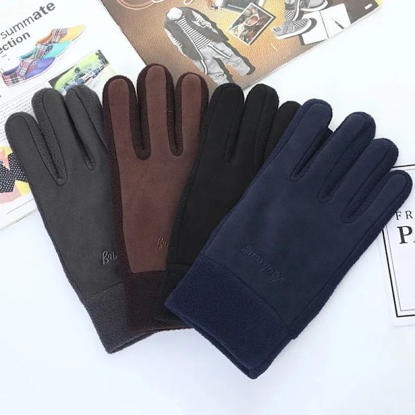 Vinterfleece Herr Dam Skidhandskar Vindtät thermal pekskärm Utomhus Sport Halkfri Cykling Snowboard Varma snöskoterhandskar Thick - Navy