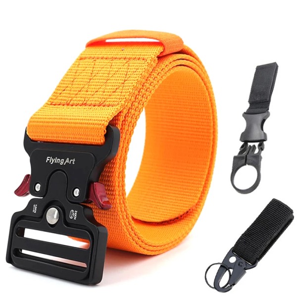Taktiskt nylon för män Army Militärbälte Byxor Metallspänne Canvas Midjeband Man Polis Utomhusträning Midjebälte brett belt with 2 hook(.2369) 125cm(.2369)