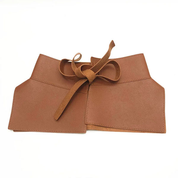 Kvinnor Peplum Bälte Kvinnlig Kjol Läder Midjebälten Mode Damer PU Svart rosett Bred sele Klänningar Designer midjeband Brown 1pc