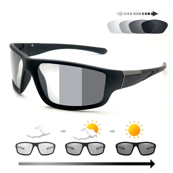 Män Photochromic Solglasögon Cykling Mattsvart Sportglasögon Dam Färgskiftande Polariserad Cykelridning 2023 Solglasögon 2 Matte Black Red
