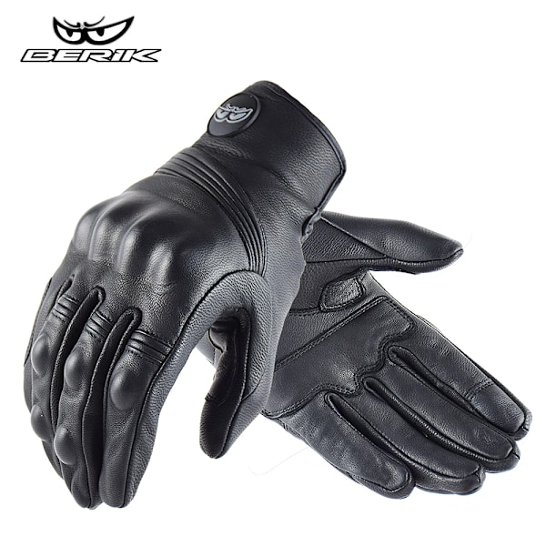 Berik Motorcykelhandskar i Läder Herr Touch Screen Motocrosshandskar Andningsbara Racing Körhandskar Motorcykelhandskar För Honda Kawasaki SU14 Black M