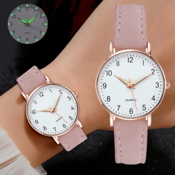 Kvinnor Lysande watch Mode Casual Läderbälte Klockor Enkla Damers Liten Urtavla Quartz Clock Klänning Armbandsur Reloj Mujer Black