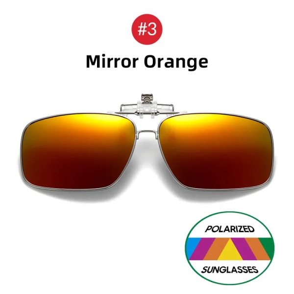 VIVIBEE Metal Clip on Solglasögon för män för Myopia Glasögon Polarized UV400 Kvinnor Square Night Vision Driving Solglasögon 3 Mirror Orange with case